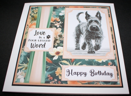 Pink and green floral Scottish Terrier card front 6 by Marion Kimberley-Scott