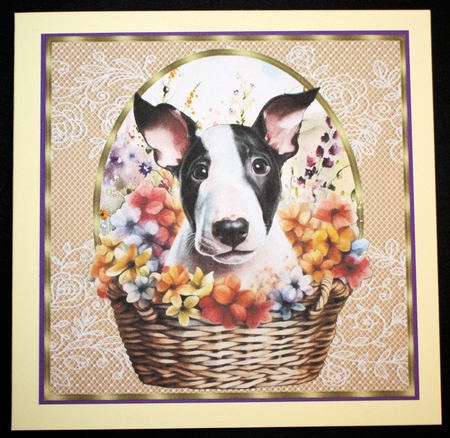 3 Floral pup in basket card front/toppers 1 by Marion Kimberley-Scott