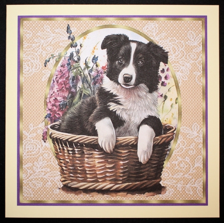 3 Floral pup in basket card front/toppers 2 by Marion Kimberley-Scott