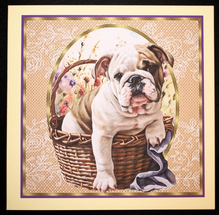 3 Floral pup in basket card front/toppers 5 by Marion Kimberley-Scott