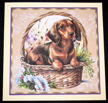 3 Floral pup in basket card front/toppers 7 by Marion Kimberley-Scott