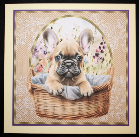 3 Floral pup in basket card front/toppers 12 by Marion Kimberley-Scott