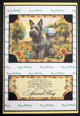 Sunflower Scottie easel topper and layered stopper(no base) 1 by Marion Kimberley-Scott