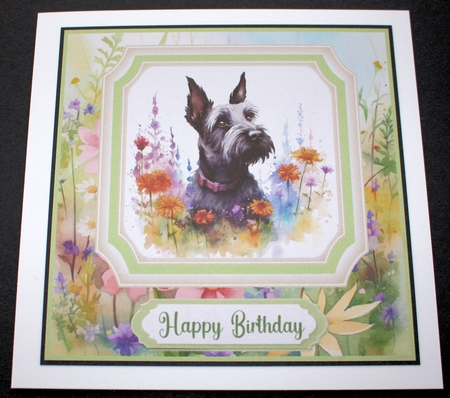 Floral Scottish Terrier card front 7 by Marion Kimberley-Scott