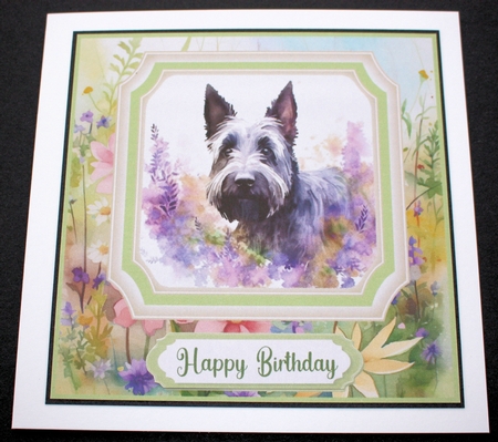 Floral Scottish Terrier card front 8 by Marion Kimberley-Scott