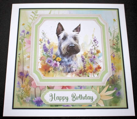 Floral Scottish Terrier card front 10 by Marion Kimberley-Scott