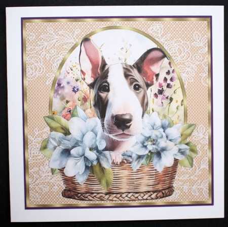 3 Floral pup in basket card front/toppers 18 by Marion Kimberley-Scott