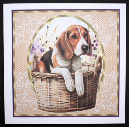 3 Floral pup in basket card front/toppers 20 by Marion Kimberley-Scott