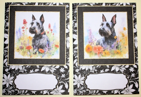 2 Floral Scottish terrier notelets 2 by Marion Kimberley-Scott