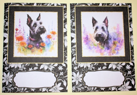 2 Floral Scottish terrier notelets 4 by Marion Kimberley-Scott