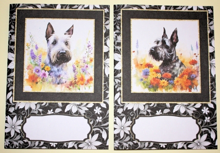 2 Floral Scottish terrier notelets 5 by Marion Kimberley-Scott