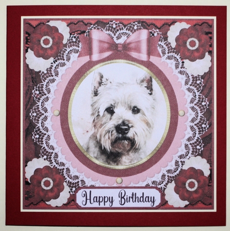 Red Westie card front 8 by Marion Kimberley-Scott