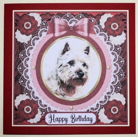 Red Westie card front 9 by Marion Kimberley-Scott