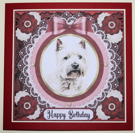 Red Westie card front 12 by Marion Kimberley-Scott