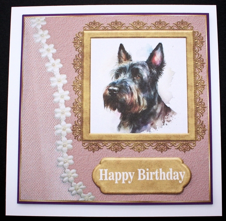 Framed Scottish terrier card front 5 by Marion Kimberley-Scott