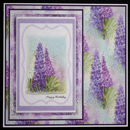 3 WATERCOLOUR LUPIN INSERTS: 1 Blank, 1 With Verse, 1 With Short Sentiment by Marion Kimberley-Scott