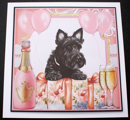 Scottish terrier Birthday card front by Marion Kimberley-Scott