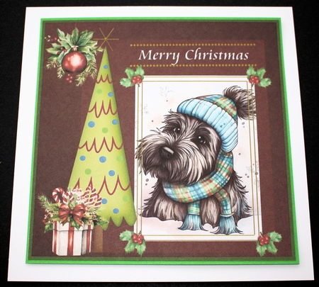 3 Merry Christmas Scottish terrier card front/toppers 2 by Marion Kimberley-Scott