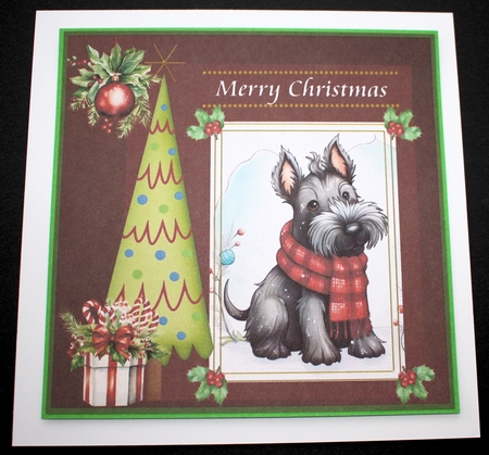 3 Merry Christmas Scottish terrier card front/toppers 4 by Marion Kimberley-Scott