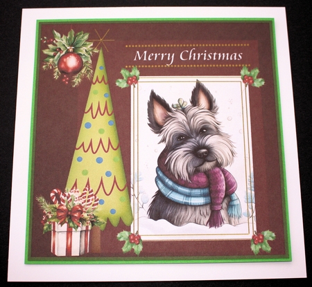 3 Merry Christmas Scottish terrier card front/toppers 11 by Marion Kimberley-Scott