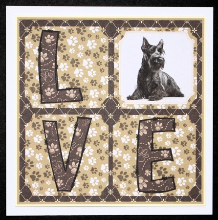 LOVE Scottish terrier card front 3 by Marion Kimberley-Scott