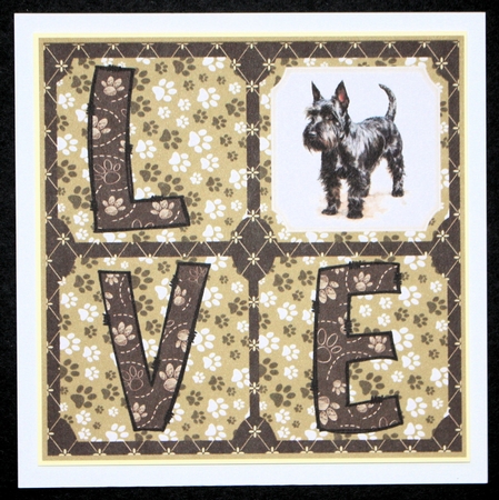 LOVE Scottish terrier card front 9 by Marion Kimberley-Scott