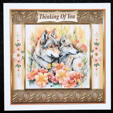 Floral wolf couple card front 5 by Marion Kimberley-Scott