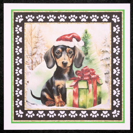 3 Framed Christmas pup card front/toppers 9 by Marion Kimberley-Scott