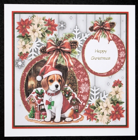 Snowflake Christmas pup card front 4 by Marion Kimberley-Scott