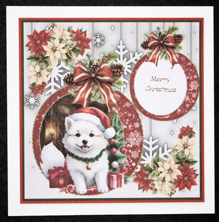 Snowflake Christmas pup card front 6 by Marion Kimberley-Scott
