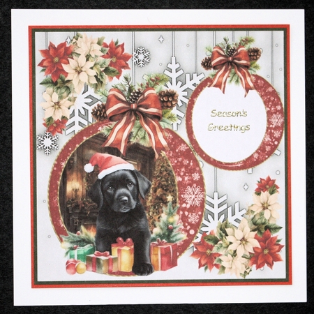 Snowflake Christmas pup card front 7 by Marion Kimberley-Scott