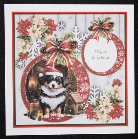 Snowflake Christmas pup card front 10 by Marion Kimberley-Scott
