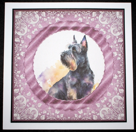 3 Purple and silver Scottish terrier card fronts/toppers 1 by Marion Kimberley-Scott