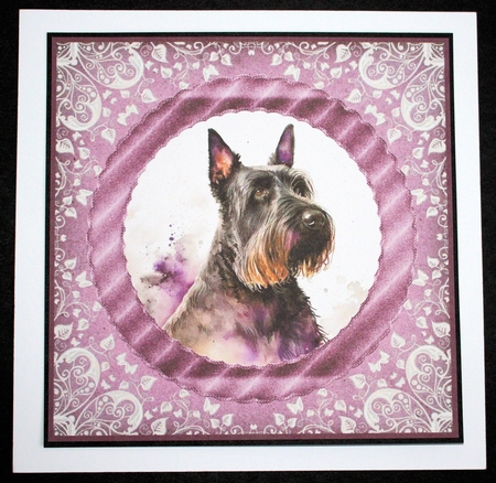 3 Purple and silver Scottish terrier card fronts/toppers 3 by Marion Kimberley-Scott