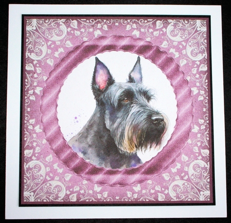 3 Purple and silver Scottish terrier card fronts/toppers 4 by Marion Kimberley-Scott