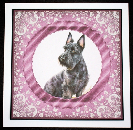 3 Purple and silver Scottish terrier card fronts/toppers 5 by Marion Kimberley-Scott