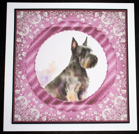 3 Purple and silver Scottish terrier card fronts/toppers 6 by Marion Kimberley-Scott
