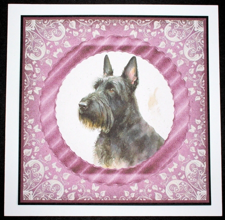 3 Purple and silver Scottish terrier card fronts/toppers 7 by Marion Kimberley-Scott