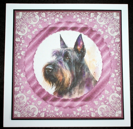3 Purple and silver Scottish terrier card fronts/toppers 9 by Marion Kimberley-Scott