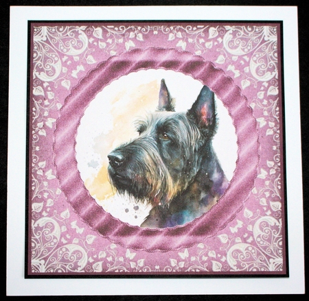 3 Purple and silver Scottish terrier card fronts/toppers 10 by Marion Kimberley-Scott