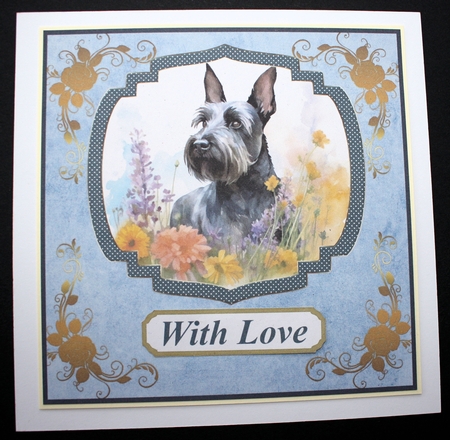 Floral Scottish terrier card front (N) 4 by Marion Kimberley-Scott