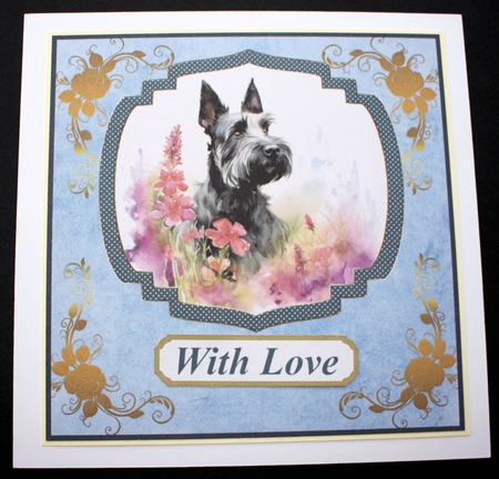 Floral Scottish terrier card front (N) 6 by Marion Kimberley-Scott