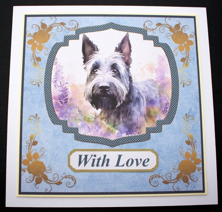 Floral Scottish terrier card front (N) 8 by Marion Kimberley-Scott