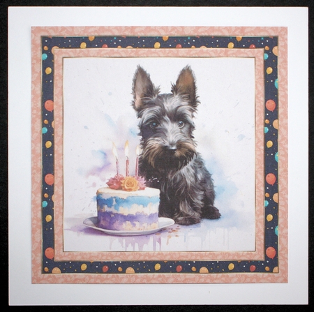 Framed Scottish terrier Birthday Card front 1 by Marion Kimberley-Scott
