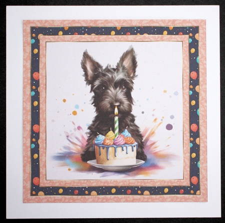 Framed Scottish terrier Birthday Card front 9 by Marion Kimberley-Scott