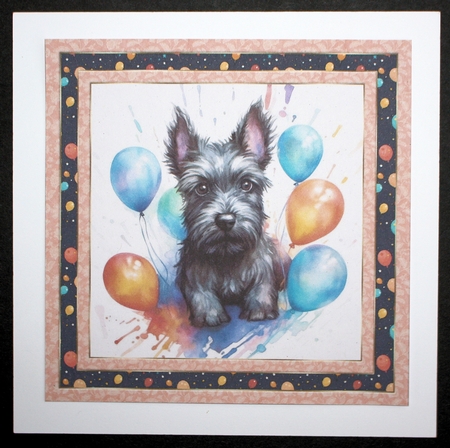 Framed Scottish terrier Birthday Card front 11 by Marion Kimberley-Scott