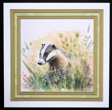Floral badger card front 1 by Marion Kimberley-Scott