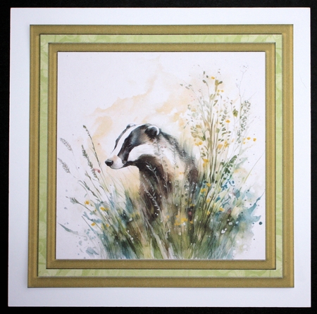 Floral badger card front 2 by Marion Kimberley-Scott