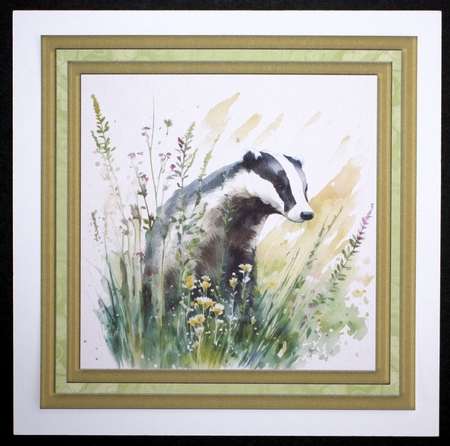 Floral badger card front 3 by Marion Kimberley-Scott