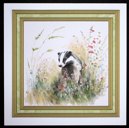 Floral badger card front 5 by Marion Kimberley-Scott
